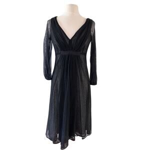 Gorgeous Charles Chang-Lima Black Empire Waist V-Neck Sheer Dress